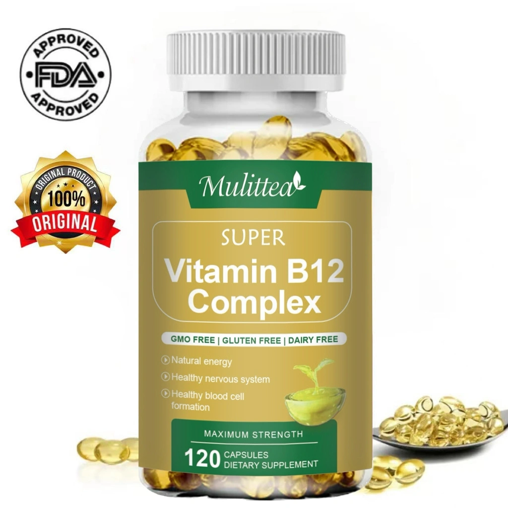 Mulittea Vitamin B12 Complex 1000 mcg/B12 for Adults Dietary Supplement for Energy Metabolism Support,Nevers & Mood health 120pcs B12 untuk Suplemen Makanan Dewasa untuk Dukungan Metabolisme Energi