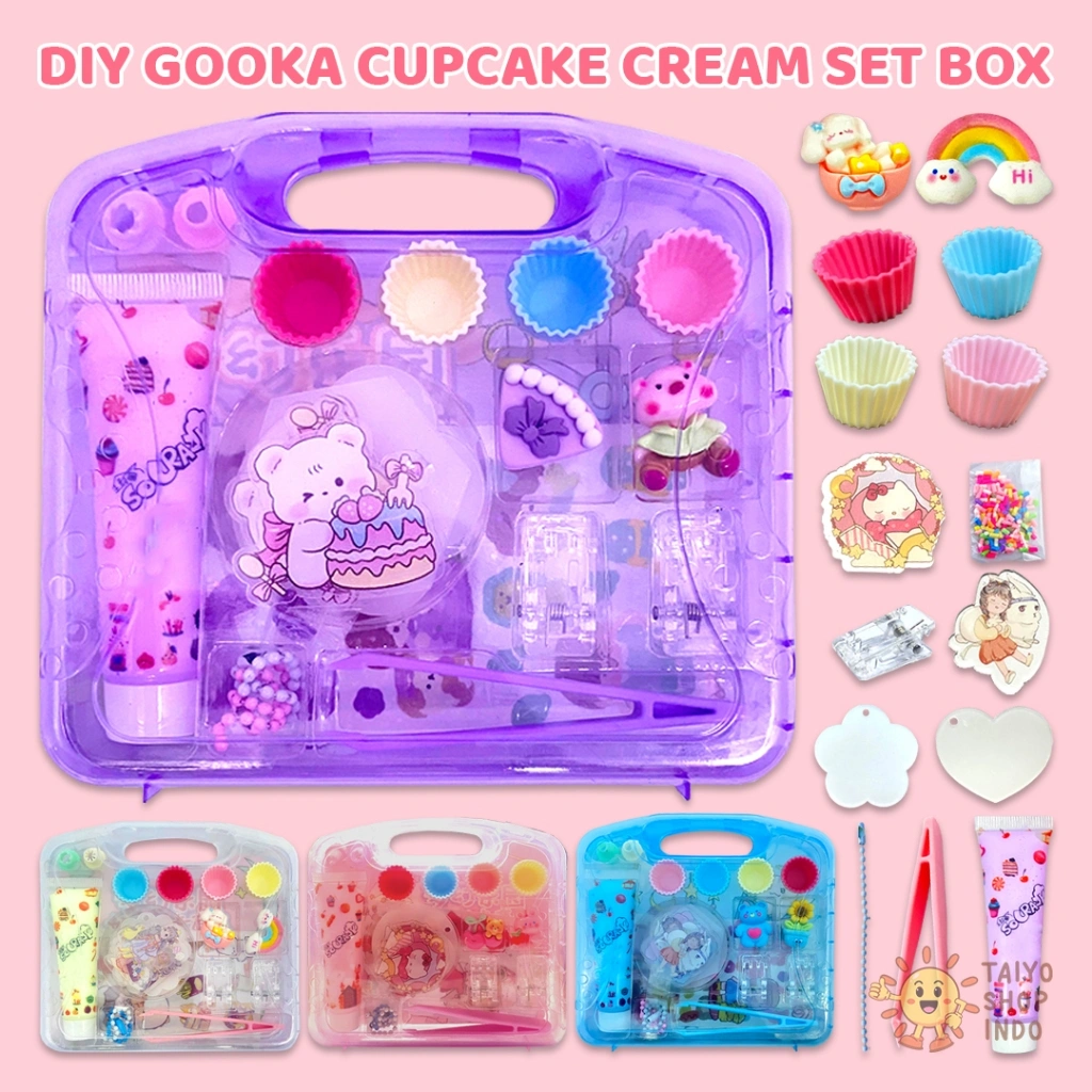 TAIYO DIY Guka Deco Cream Cupcake Set Gooka Box Krim Clay Aksesoris Hiasan Akrilik Stiker Kerajinan