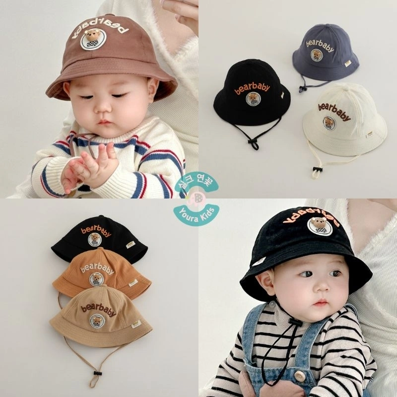 6-36 bln | Topi BUCKET Anak Bayi Batita-BEAR BABY, BROWN & HI-Unisex-Korean Model