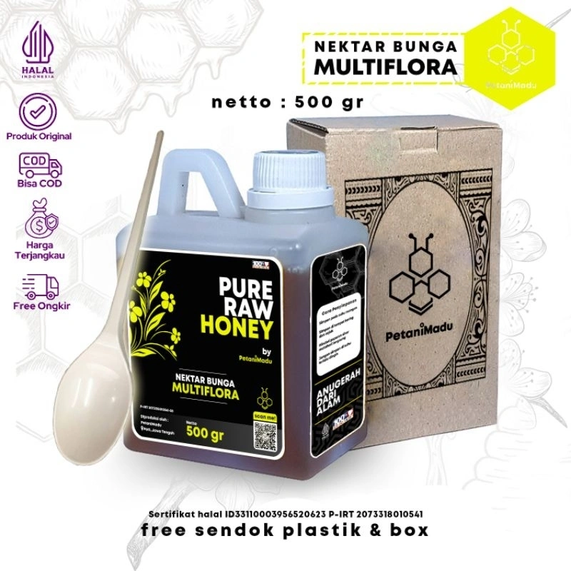500 Gr | Madu Asli 100% Multiflora Murni Original - Raw Honey