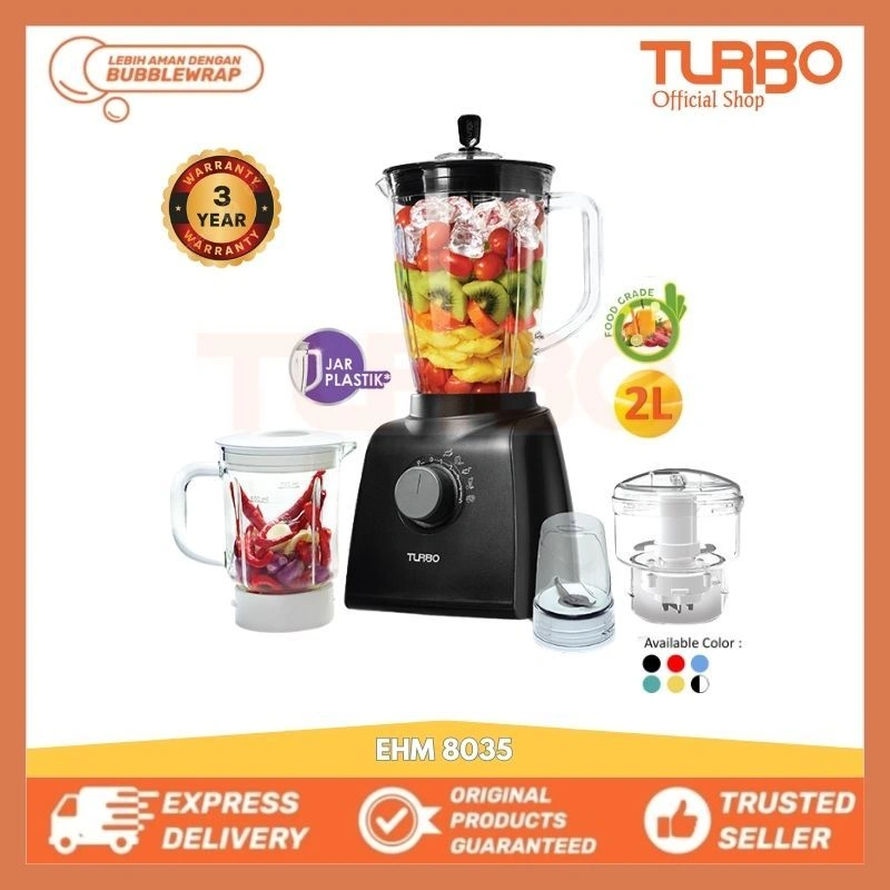 Turbo Blender Plastik 4 In 1 Set Komplit EHM8035 Combo 4In1 Tersedia 4 Pilihan Warna Original Garansi Resmi