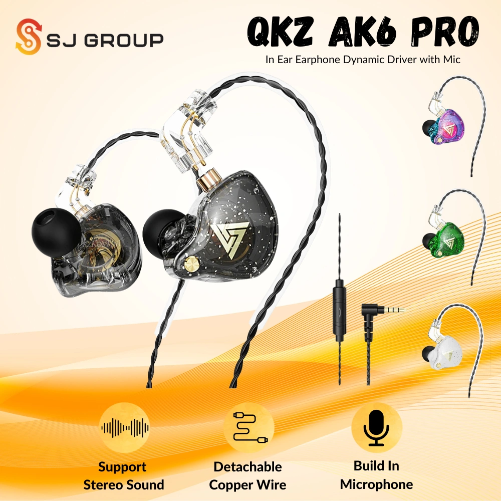 QKZ AK6 Pro Detachable Cable Sport Earphone with Mic Headset Bass