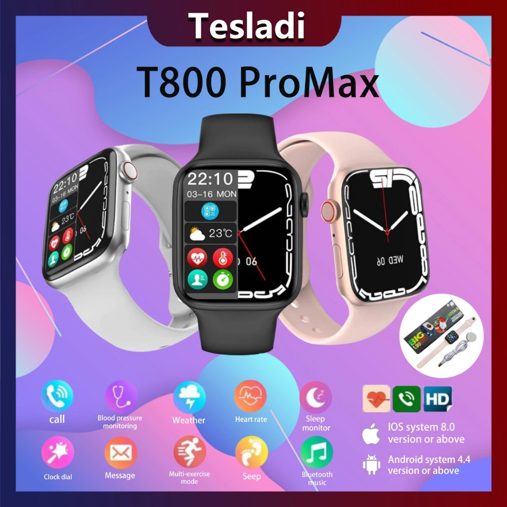 Tesladi Smart Watch T800 Pro Max Bluetooth Smartwatch 1.99 inch HD Screen Full Touch Bisa Phone Call IP68 Waterproof Heart Rate Monitor SmartWatch
