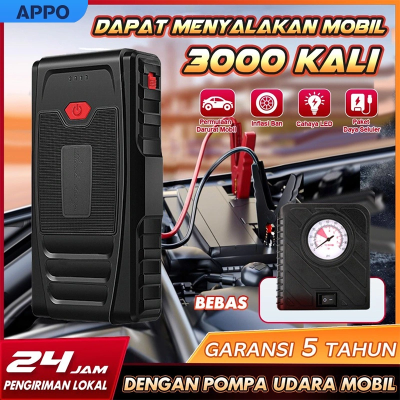 [COD] Jump Starter Aki Mobil Power Bank Pompa Angin Mobil Inflator Jumper Aki Kekinian Alat Jamper Aki Power Bank Mobil Jumper Starter Portable Powerbank 12000mAh Charger Aki Mobil Motor V6 Pro