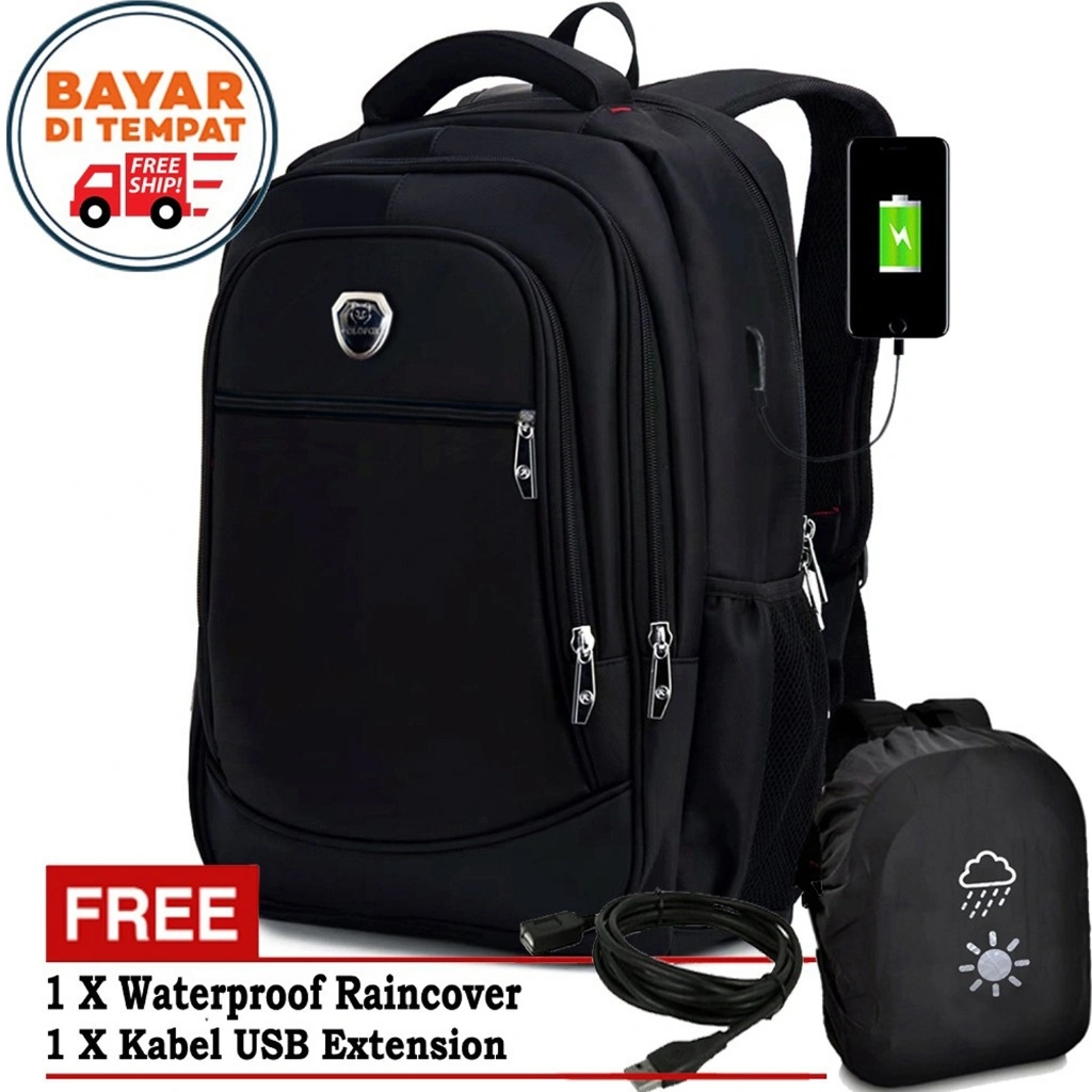 [BAGS AND TRAVEL] POLO IMPORT BACKPACK ORIGINAL Tas Pria Tas Ransel USB Charger Backpack Laptop Import + Bag Cover