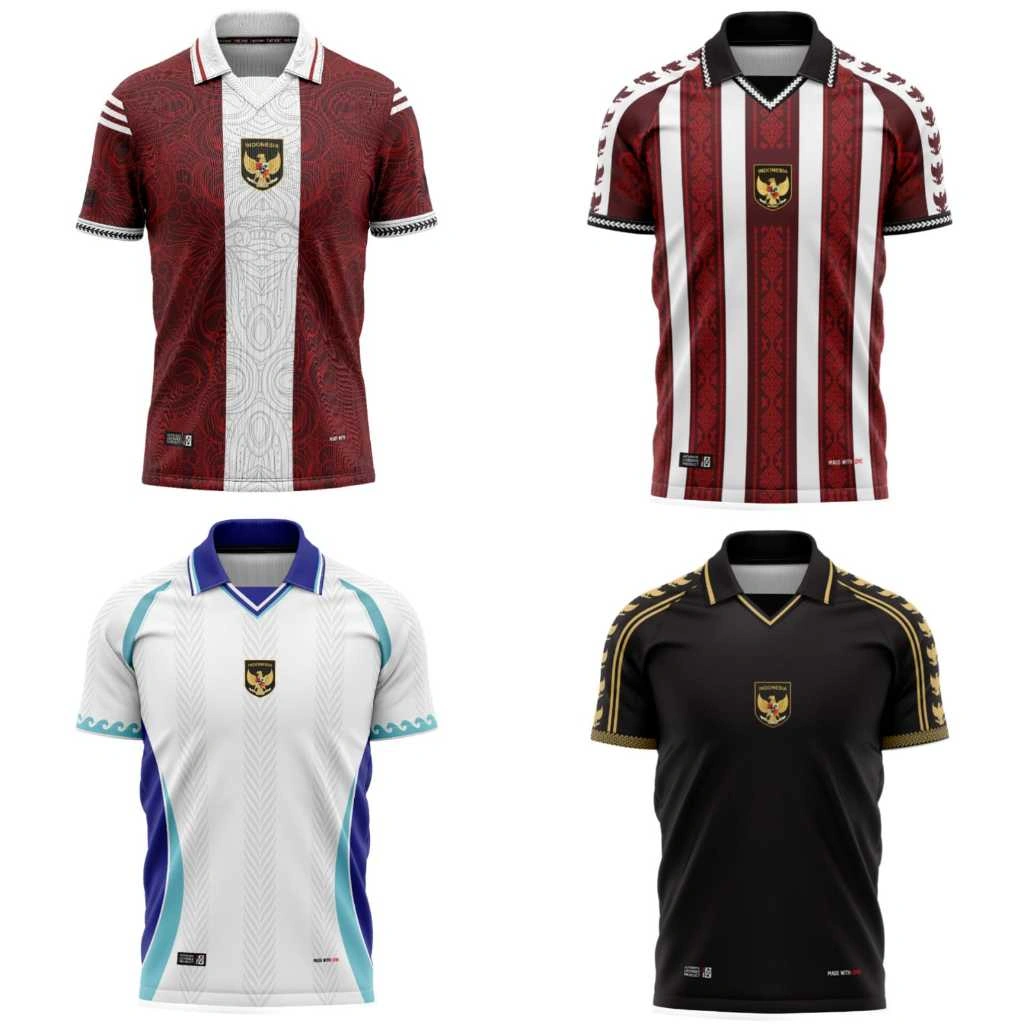 Nizesport - Jersey Bola Fantasy Timnas Indonesia Maroon Vintage Retro Casual Dryfit Adem Nyaman