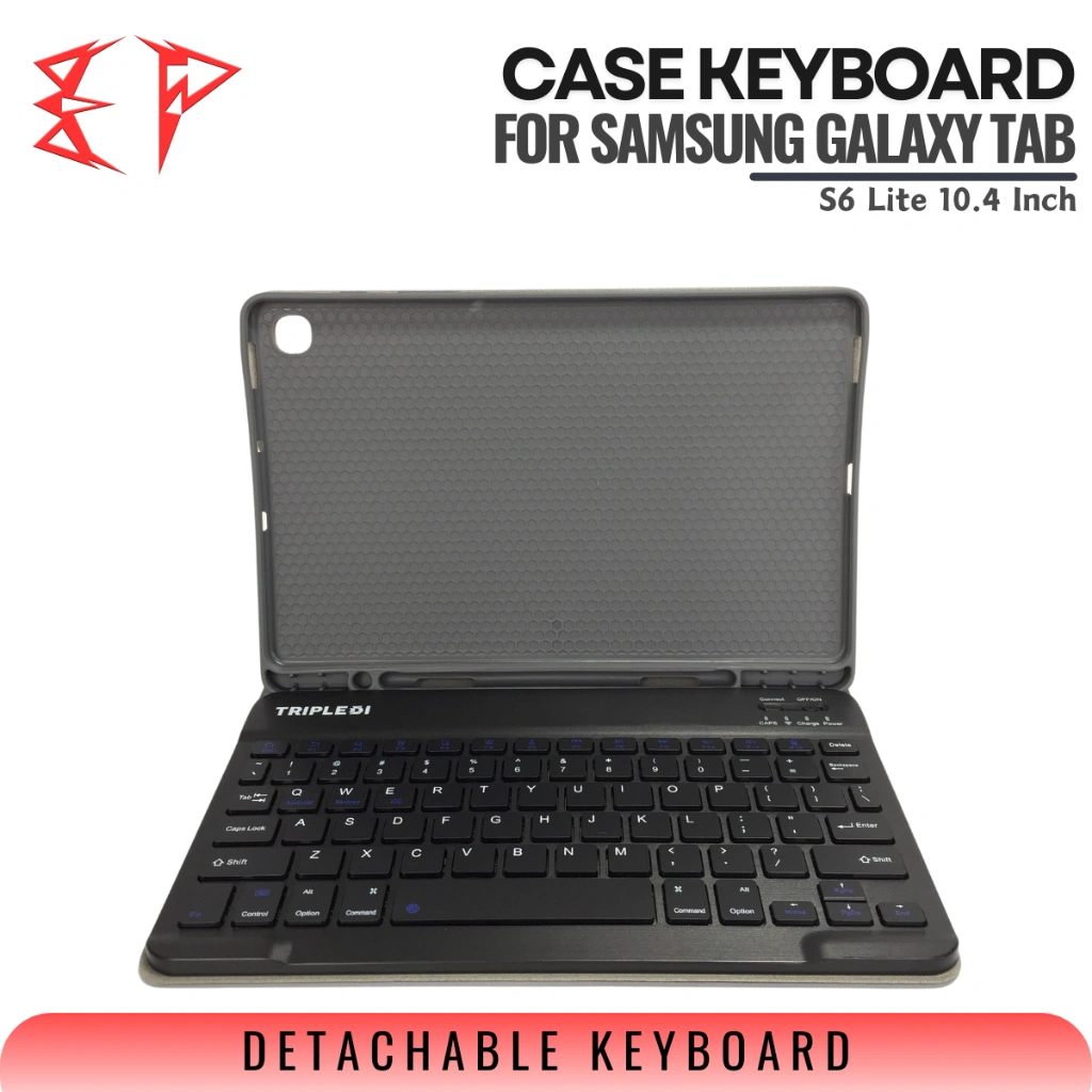 Case Samsung Galaxy Tab S6 Lite 10.4 inch Keyboard Wireless Bluetooth Flip Casing Leather Folio Book Cover Slim Tablet Protektif Shockproof Stand Built-in 2020 SM-P610 SM-P615 2022 SM-P613 SM-P619 2024 SM-P620 SM-P625