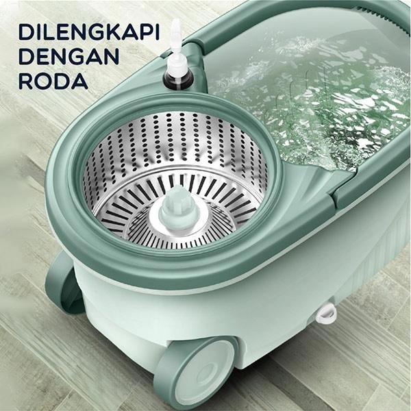 Alat Pel Lantai Super Mop Magic Pel Microfiber dengan Ember Spin Mop Mencuci dan Membilas Alat Pembersih Lantai XT01