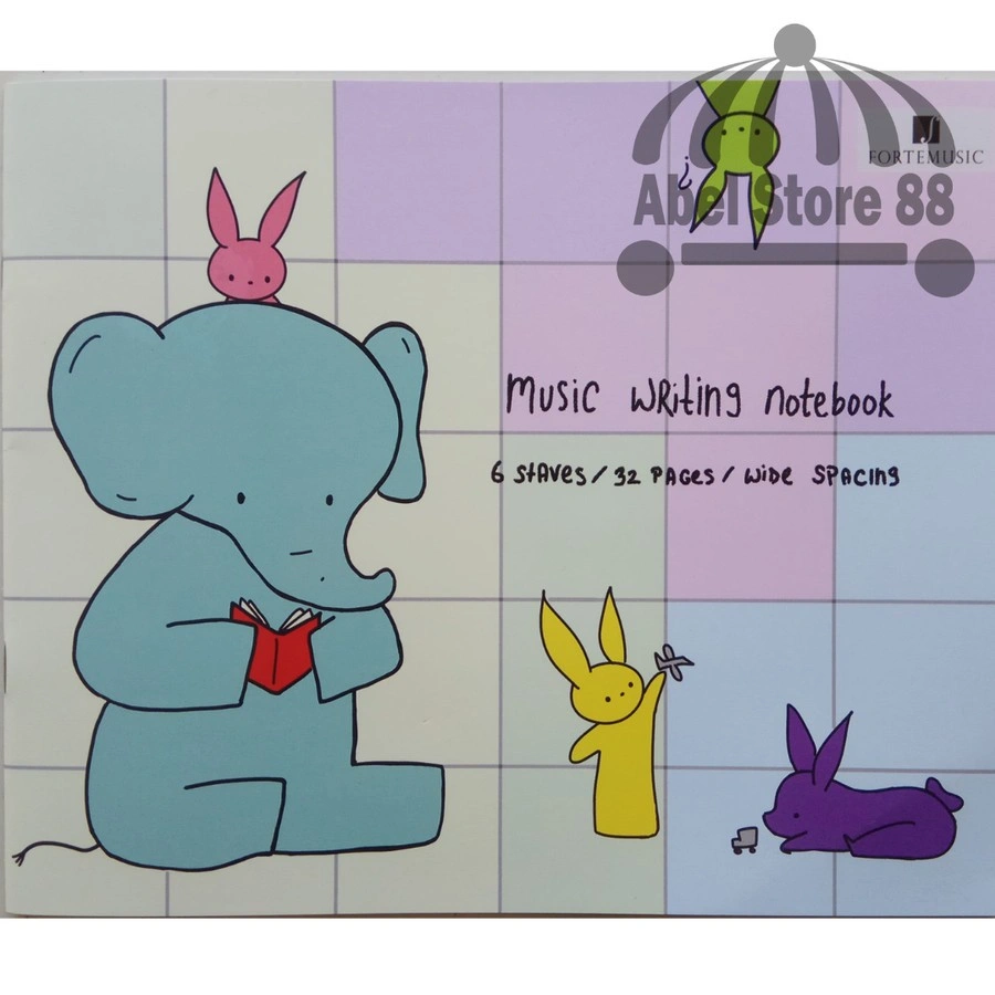 Manuscript Anak Buku Menulis Lima Garis Not Balok Musik Gambar Gajah