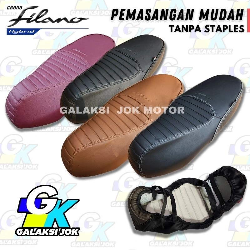 Cover Jok Motor Yamaha Grand Filano Premium Caferacer Tinggal Pasang