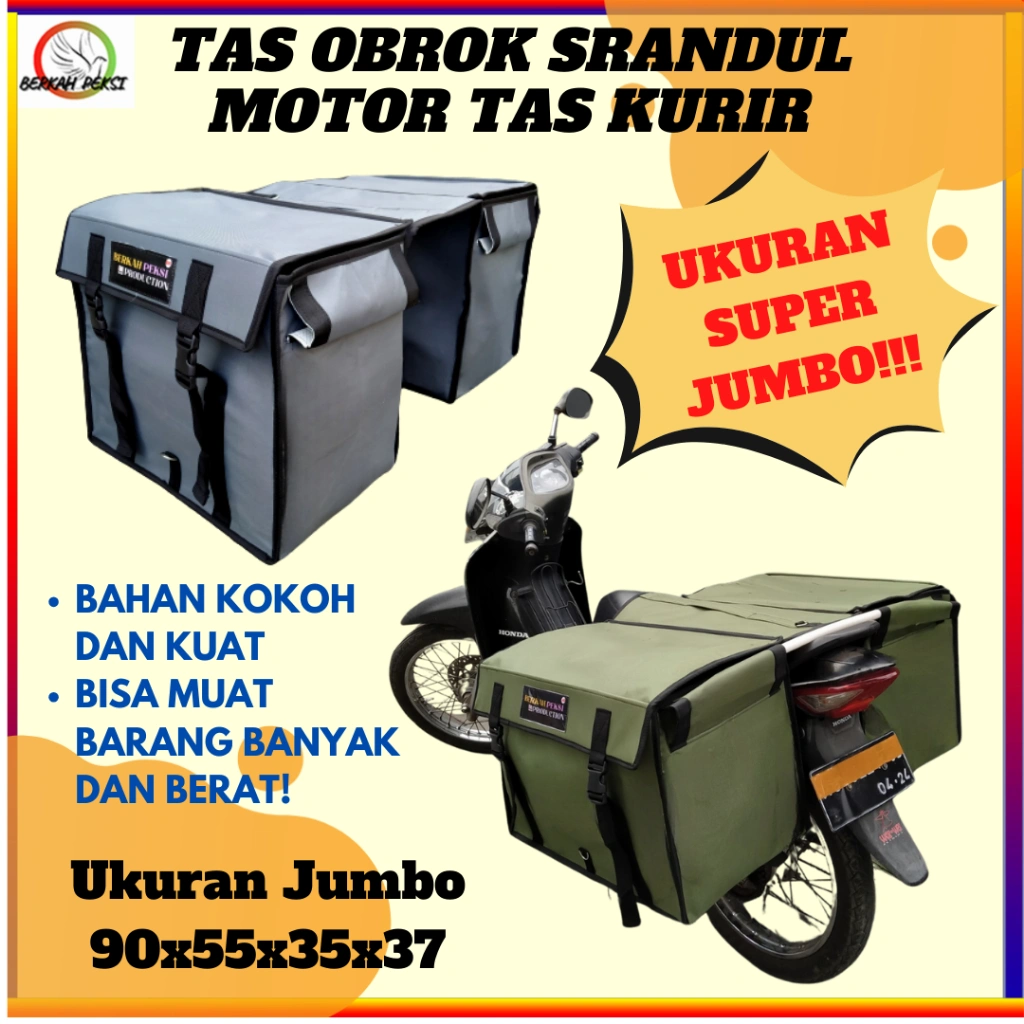 TAS OBROK MOTOR SRANDUL KURIR BESAR SUPERJUMBO TAS KERONJONG TAHAN AIR KUAT KOKOH MUAT BANYAK BARANG
