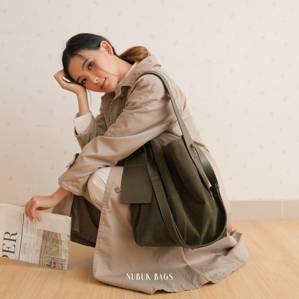 Nubuk Bags - Kano Shoulder Bag Suede - Tas Bahu Totebag Kerja Wanita Fit Laptop 14 Inch