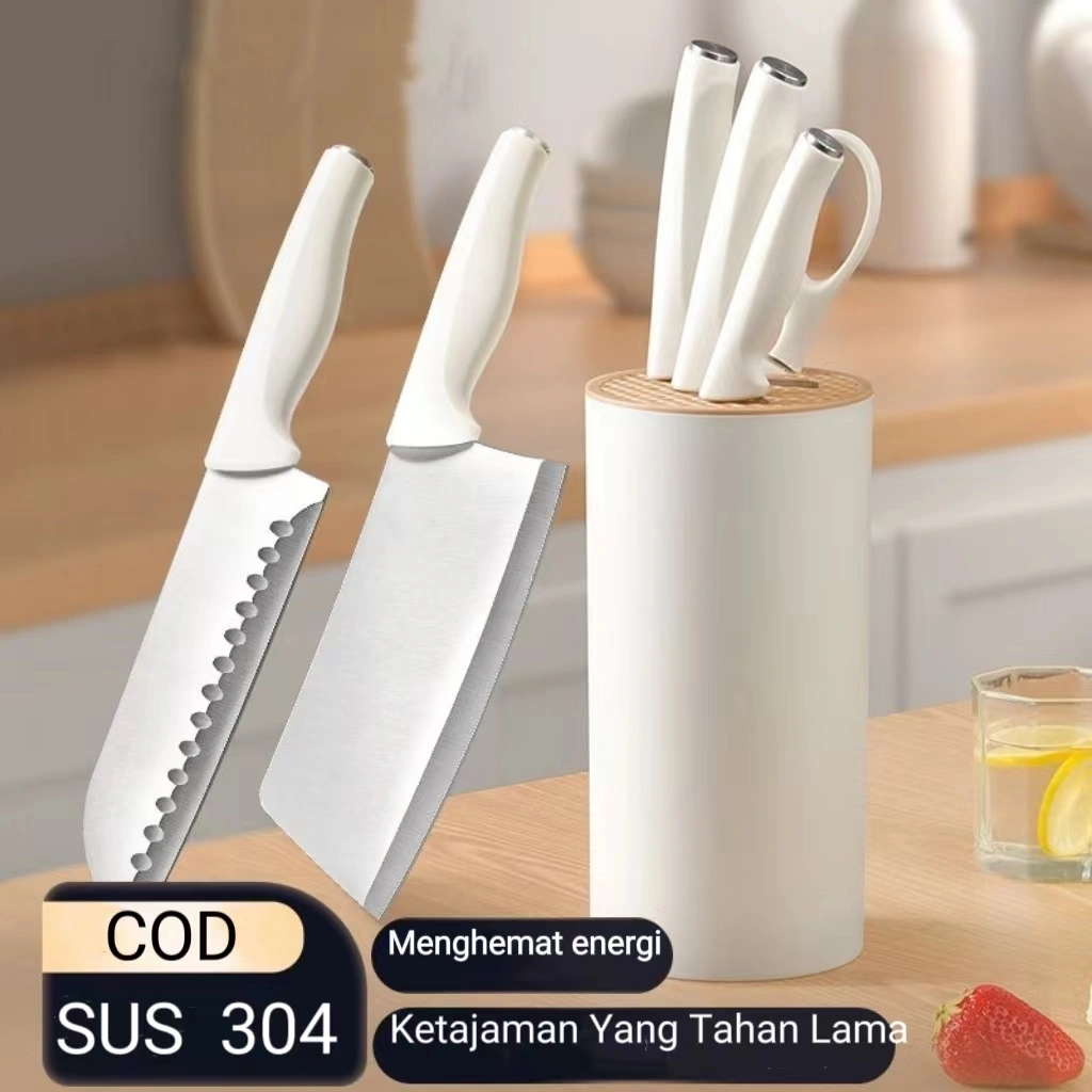 SUS 304 Pisau Dapur Premium 5Pcs Pisau Set Pisau Dapur Rumah Tangga Stainless Steel Mata Pisau Tajam
