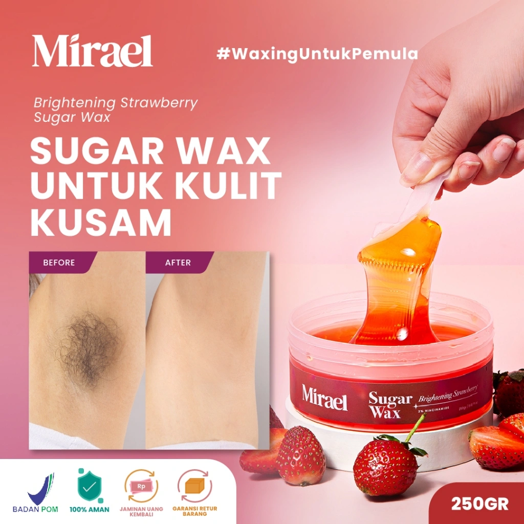 MIRAEL Brightening Strawberry Sugar Waxing Kit | Penghilang Bulu Ketiak