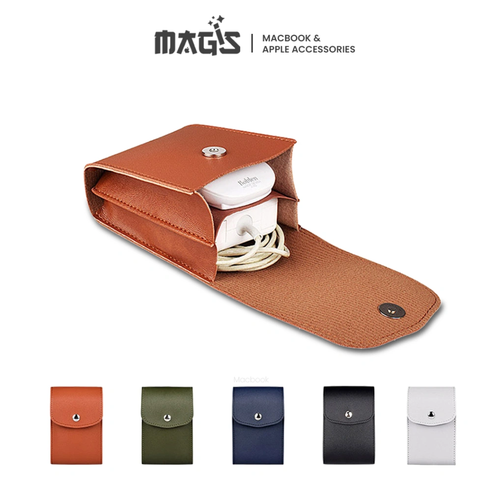 Organizer Pouch DY06 Kulit PU Tas Powerbank Charger Laptop Handphone Pouch Kabel Travel Bag Leather Waterproof