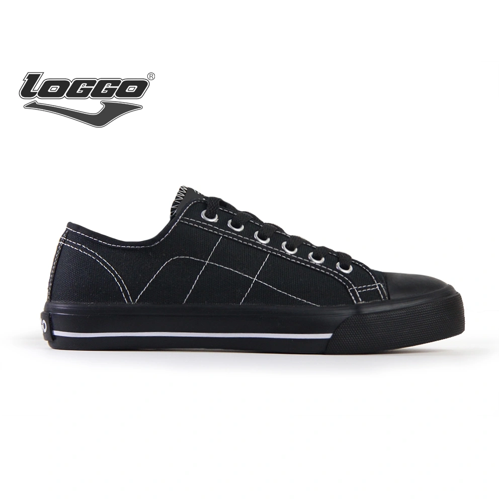 Loggo - Sepatu Classic Low Series Pure Black - Sneakers Sepatu Kanvas Vulcanized size 37-43
