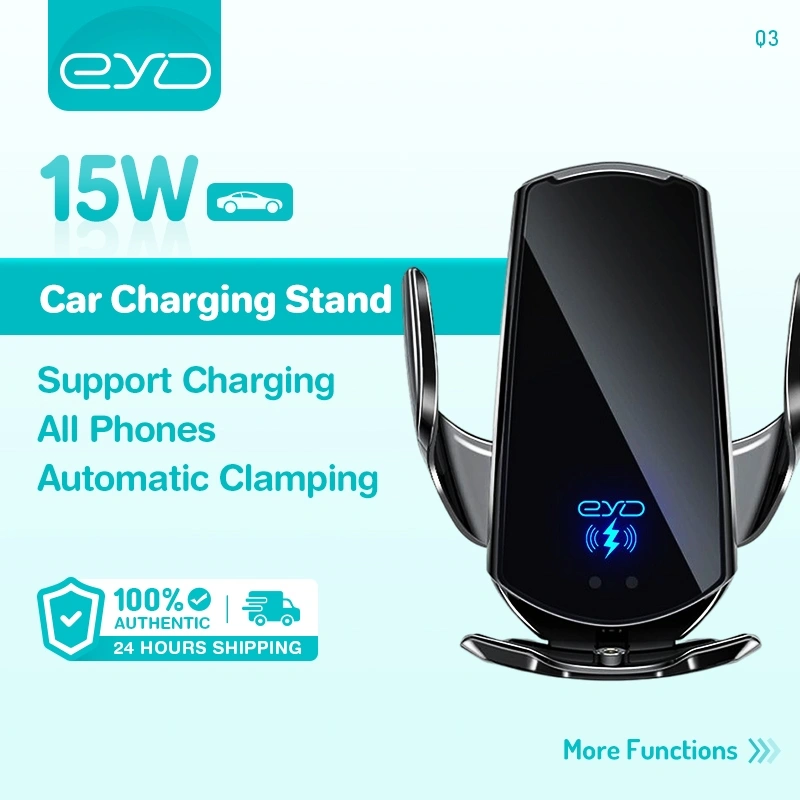 EYD Q3 Car Wireless Charger Smart Induction Phone Holder 15W Fast Charing Smart Sensor Automatic Clamping Multifunctional Car Holder