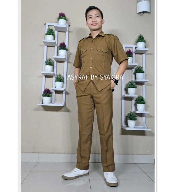 Seragam Pakaian Baju Kerja Pdh Pria Asn Pegawai Negeri Pegawai Swasta Terbaru Kekinian Modern Reguler Fit Tangan Pendek Semi Wool Premium Lokal Semi Wool Premium Import Asyraf by Syakira Pemda Muda Pemda Tua Navy Hitam Abu Tua Pemda Dki