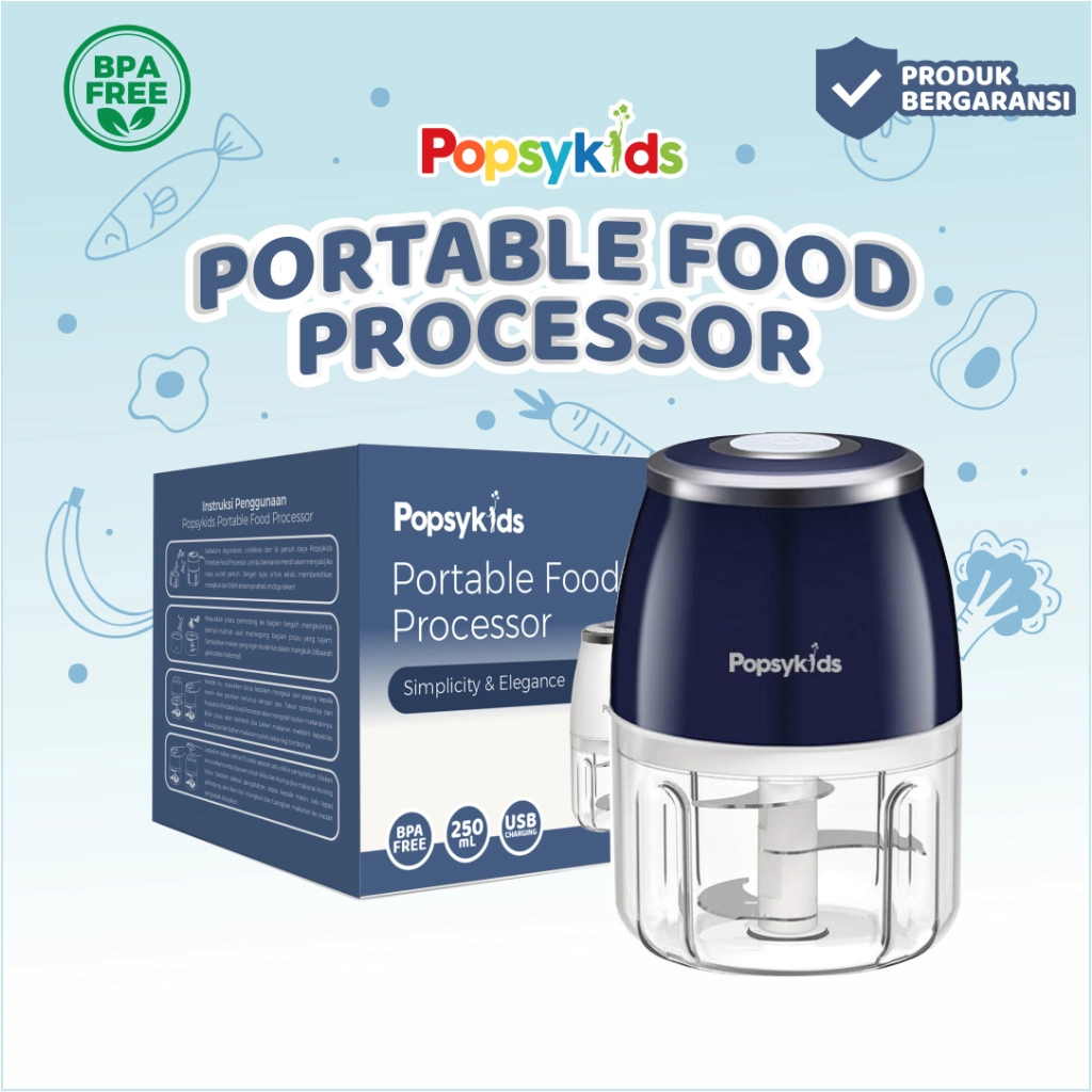 Popsykids Portable Food Processor Blender MPASI Mini Chopper