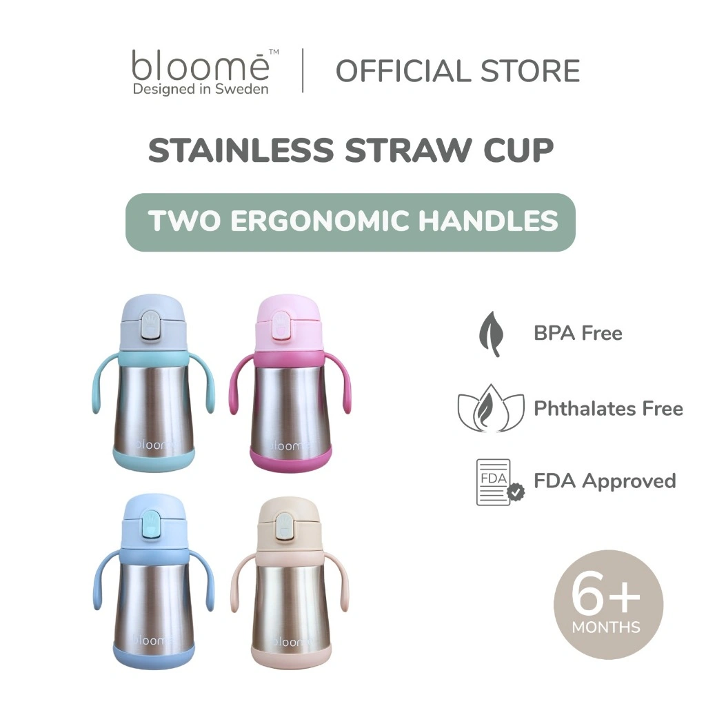 BLOOME – Stainless Steel Straw Cup Baby | Premium 316 Thermos Insulated Botol Minum Anak Bayi Tahan Panas Dingin Sedotan Tumbler