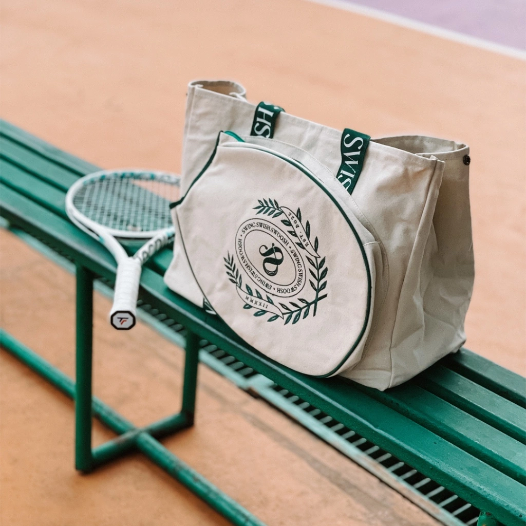 Tennis Tote Bag - Swing Swish Swoosh tas olahraga unisex untuk tenis padel badminton