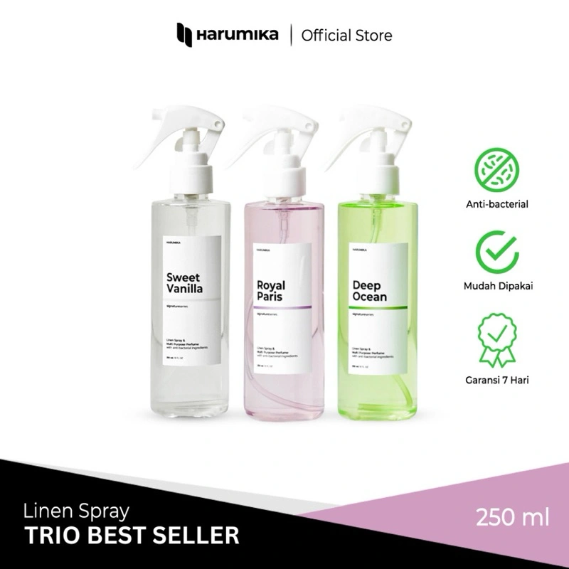 HARUMIKA LINEN SPRAY (SET 3) ROOM REFRESHER ANTI BACTERIAL - 250ml