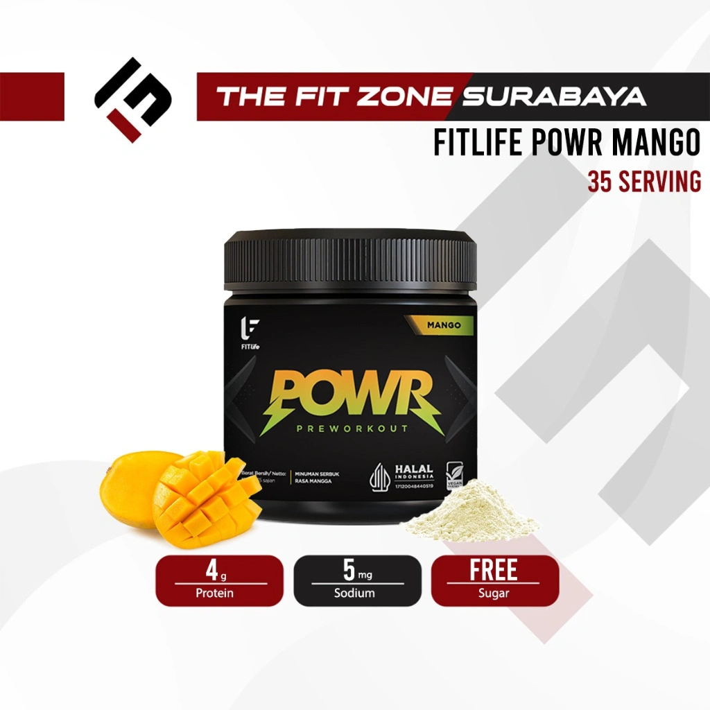 FITLIFE Pre Workout POWR 35 Serving 175 Gram Supplemen Fitness Preworkout PWO Energy Drink