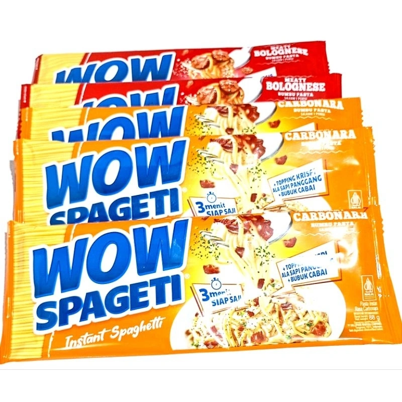 WOW SPAGETI INSTANT CARBONARA BOLOGNESE PAKET 5 PCS 80gr Mie Instan