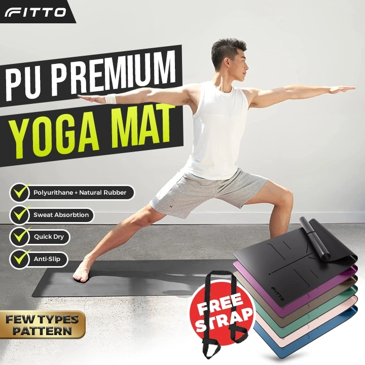 FITTO FURU Premium PU Yoga Mat 5mm Anti Slip Matras Alas Yoga Pilates