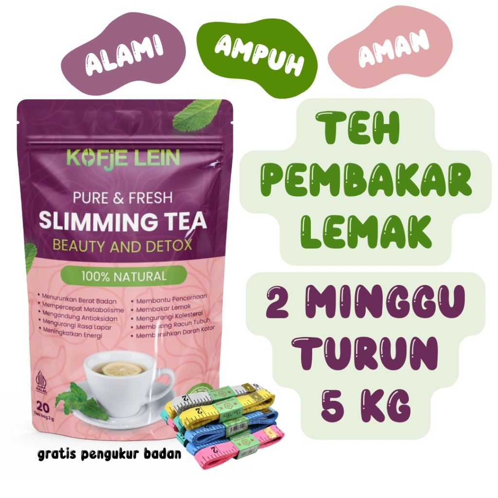 Teh Diet Ampuh Detox Pelangsing Alami Cepat Penurun Berat Badan Pembakar Lemak Herbal 20 Kantong