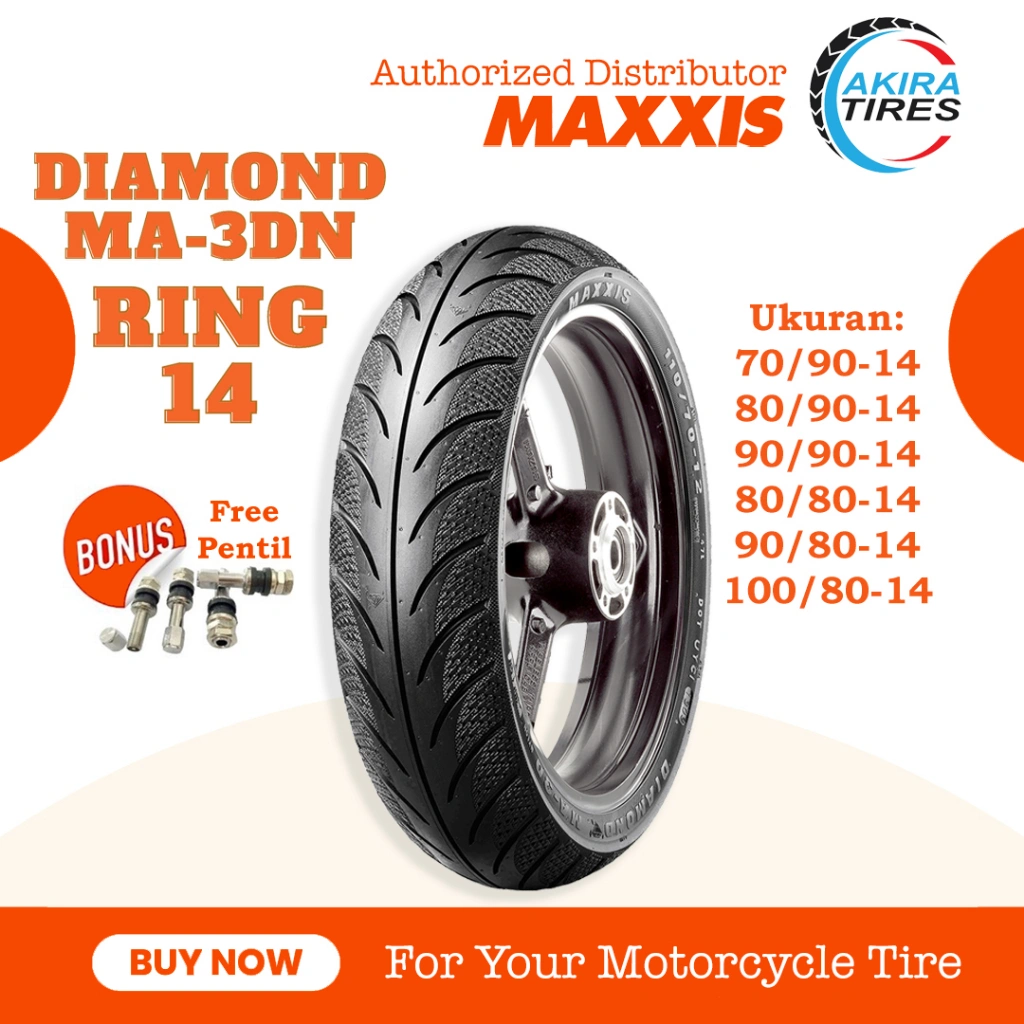 [READY COD] BAN MOTOR TUBELESS MAXXIS DIAMOND MA-3DN TUBELESS RING 14 FREE PENTIL (70/90-14 , 80/90-14 , 90/90-14 , 80/80-14 , 90/80-14 , 100/80-14)