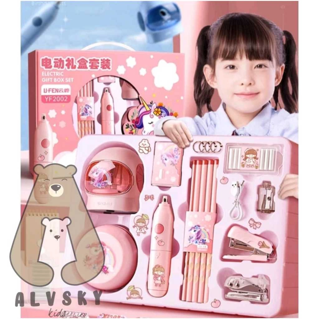 ELECTRONIC STATIONERY SET / SET ALAT TULIS ELEKTRIK RAUTAN PENGHAPUS VACUUM PENSIL