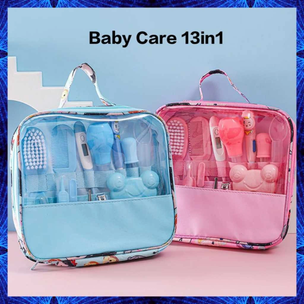 Peralatan Bayi Babycare Nail Kit 13PCS Gunting Kuku Sisir Cukur Rambut Perawatan Perlengkapan Kids Baru Lahir Kado Health Thermometer 13in1 Newborn Kit Health-Care Grooming Set Maternal Infant Set Aspirator Hidung 13in1 Ear pick Sikat Gigi Jari Cutti