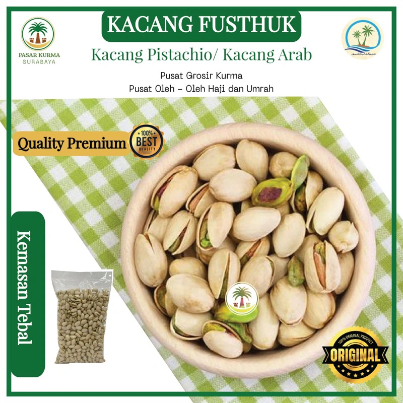Kacang Fustuk Pistachio 1kg Kacang khas Arab Kulit Putih Pistacio 500gram Panggang