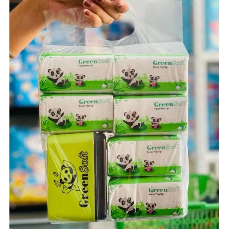 ( 1 Paket isi 6 tisu + Kotak Tisu) TISSUE GREEN SOFT FACIAL POP UP 130 SHEETS/TISU KOTAK SUPER HALUS