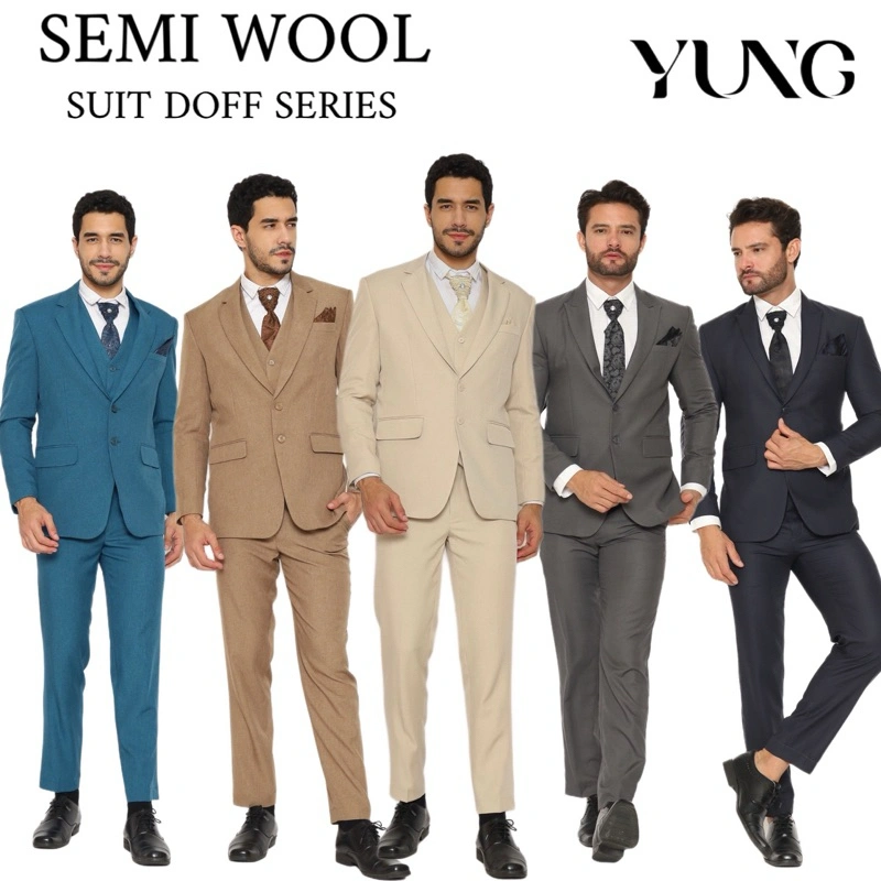Setelan Jas Pria Pengantin Formal Semi Wool Doff Stretch - YUNG