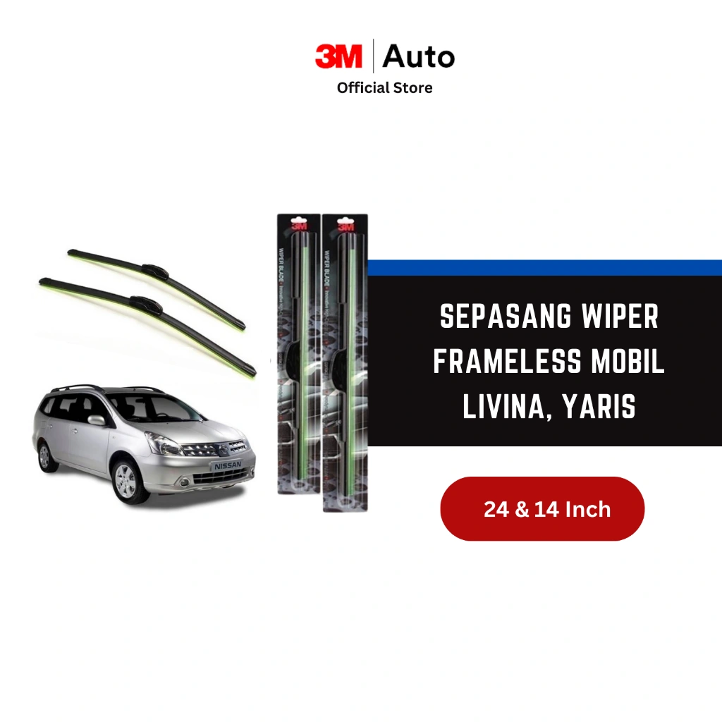 3M Wiper Frameless Mobil Livina, Yaris - 24 dan 14 inch