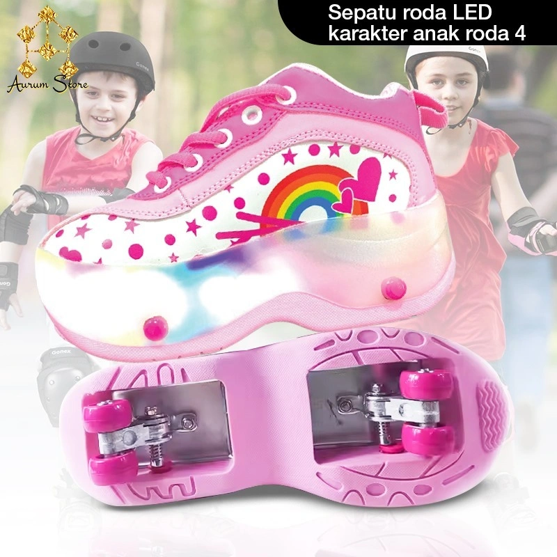Sepatu Roda Motif Anak / Sepatu Roda Anak / Sepatu Roda Empat / Sepatu Roda Karakter Original / Sepatu Roda Inline Skates + Deker / Sepatu Roda Anak Perempuan / Sepatu Roda Pergi