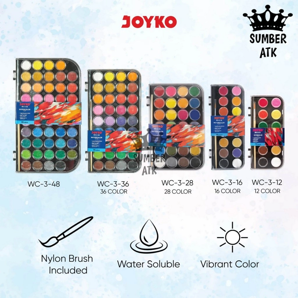 Watercolor Set Cat Air Joyko WC-3 12 , 16 , 28 , 36 , 48 COLOR