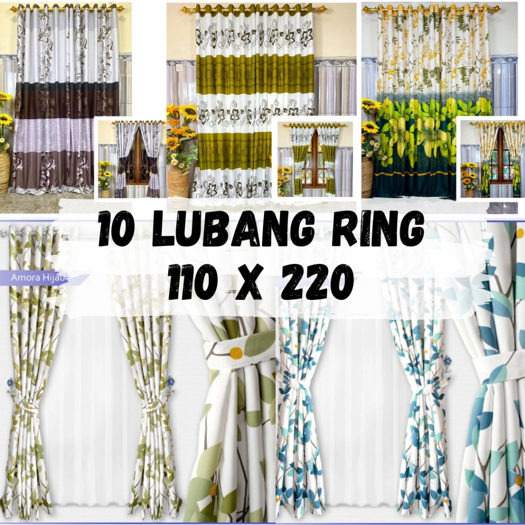 Gorden Jendela Pintu Minimalis Kamar Aesthetic Motif Terbaru Smokring 10 Lubang Ukuran 110x220