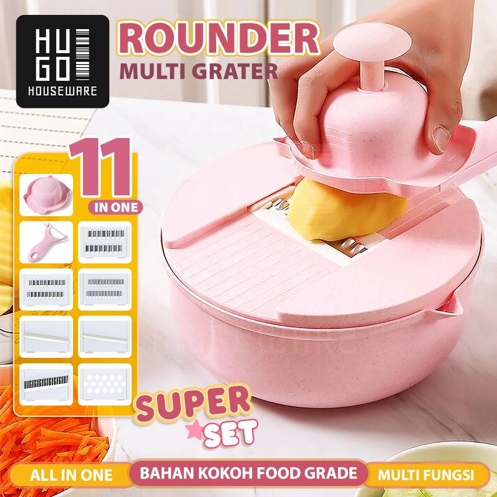 HUGO Parutan Serbaguna Set 11 in 1 Parutan Sayur Buah Wortel Kentang Multifungsi Peeler Pemotong Pengupas Serbaguna