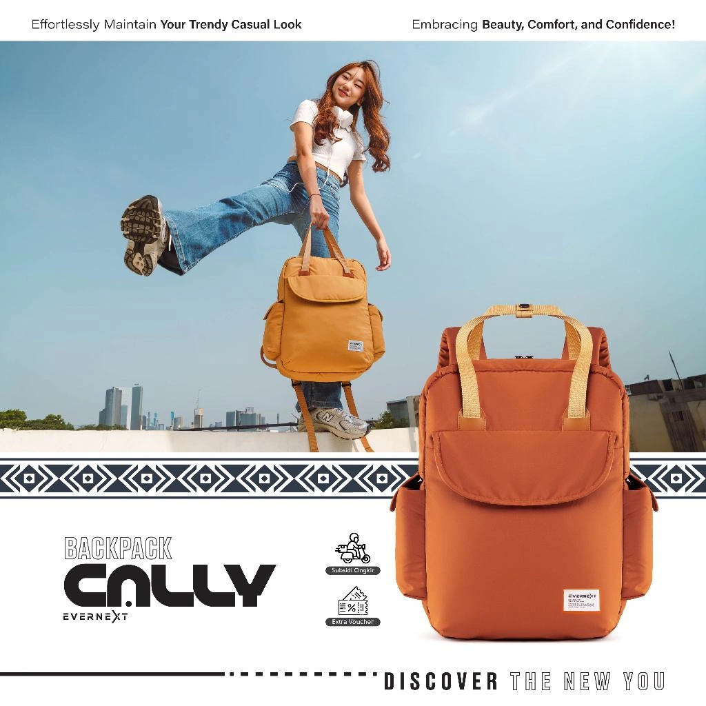 Evernext - Tas Ransel Wanita Tas Punggung Laptop Backpack Cally Tas Sekolah Tas Kuliah Wanita Distro