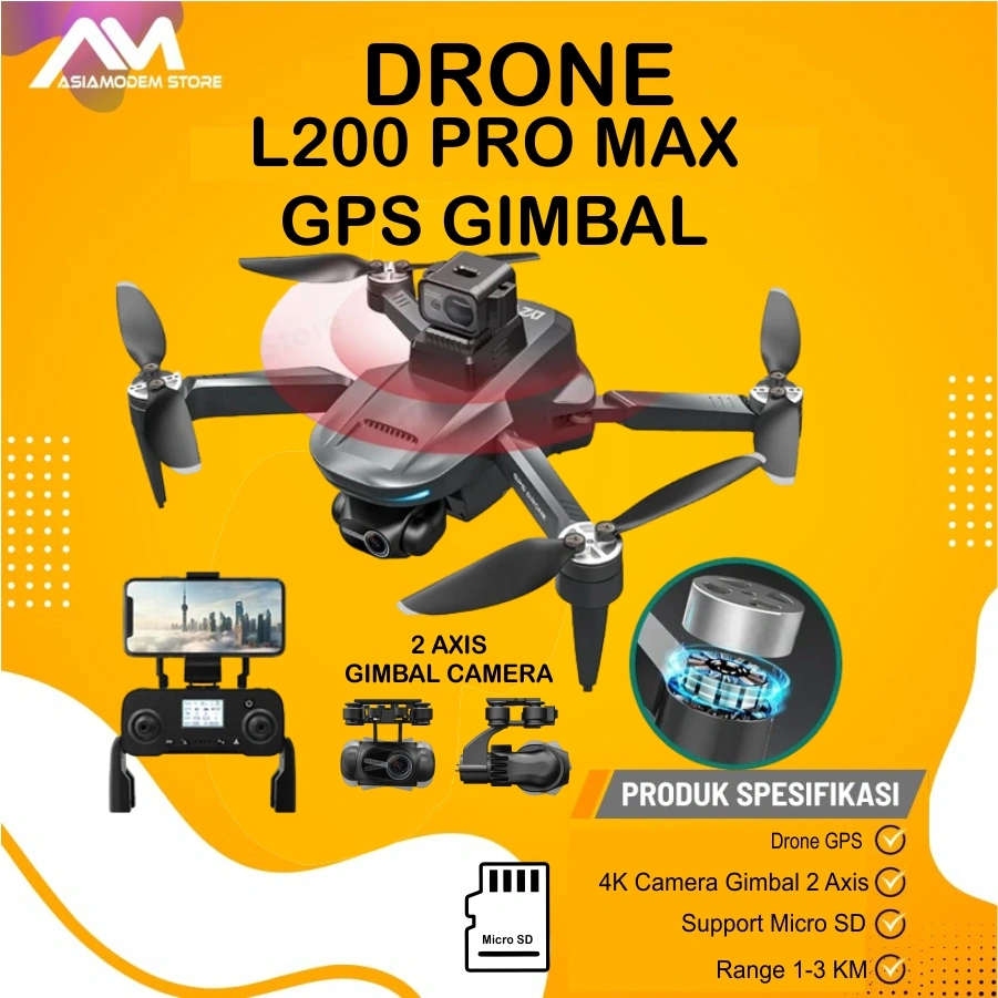 Drone L200 PRO MAX GPS 4K Camera 2-Axis Gimbal Stablizer Brushless Motor