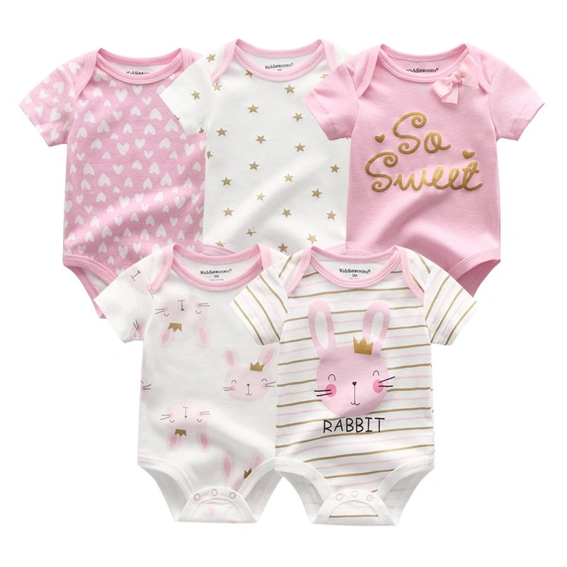 5 Set | Romper Bayi Baru Lahir | Baju Bayi Perempuan | Animal Print | Hadiah Bayi Baru Lahir | Piyama Bayi Baru Lahir | 0-12 Bulan