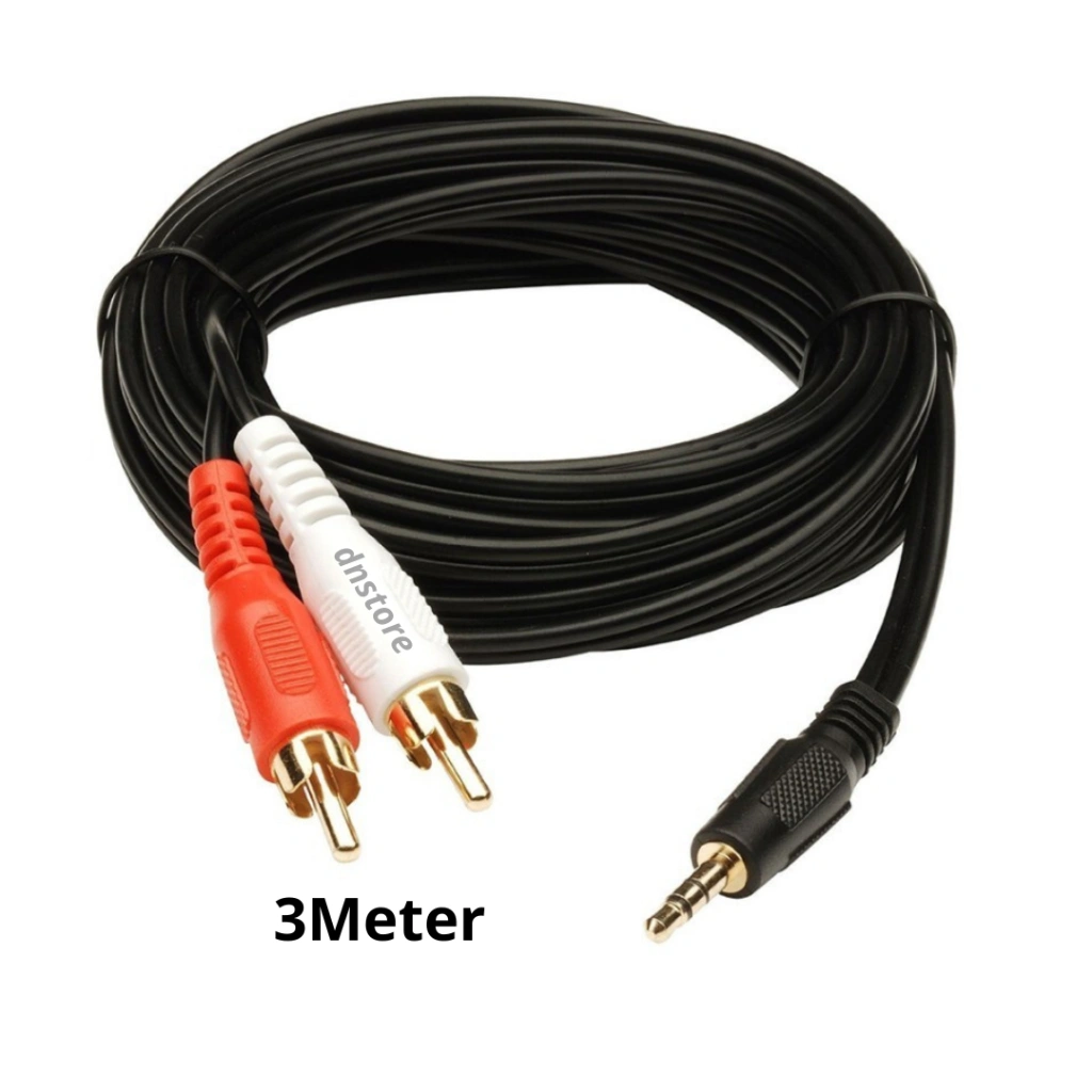 Kabel rca to jack audio Aux 3.5mm 3 meter / kabel 2x1 / kabel speaker 3m