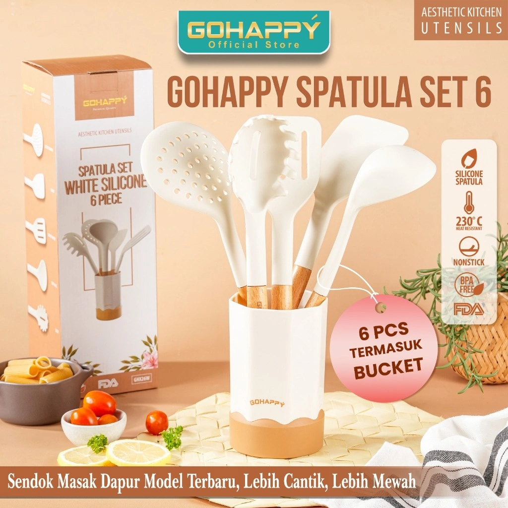 GOHAPPY -  SPATULA SILICON 6 PCS SUTIL SET SENDOK MASAK 2025