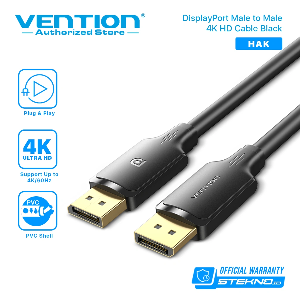 Vention DisplayPort Male to Male 4K HD Cable Black