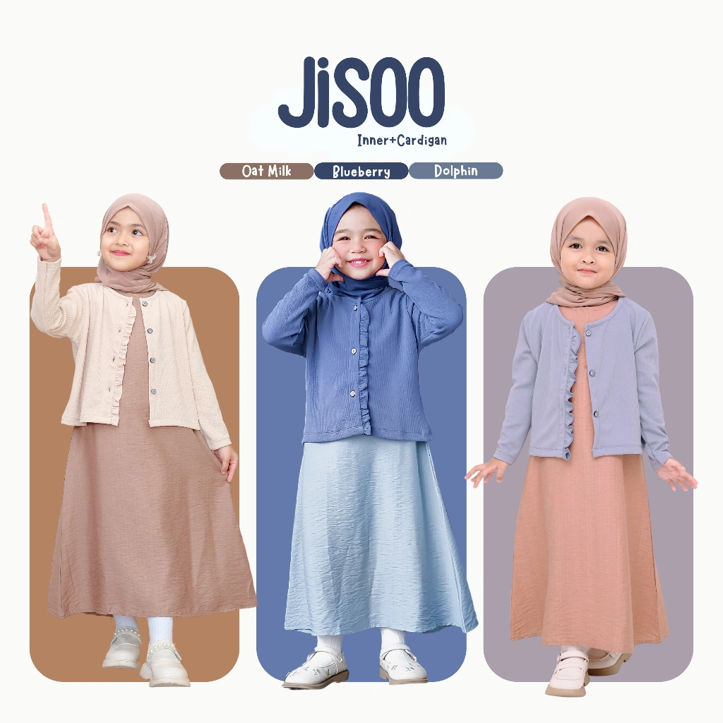 Jisoo Inner & Cardigan | One set anak perempuan | Setelan OUTER Gamis Cewek | Knit | Polo Linen
