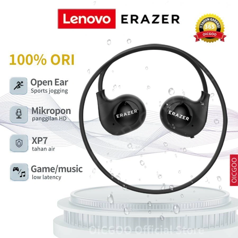 100% Ori Lenovo ERAZER XT95MAX Headset Bluetooth V5.4 Open Ear Earphone Sport Air Bone Conduction OICGOO Headset HiFi Stereo IPX7 Tahan air Olahraga Earbuds Dengan Mic