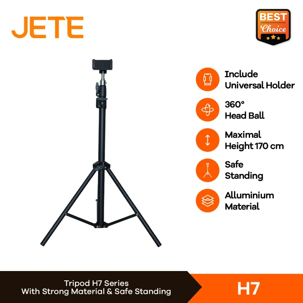 JETE Tripod H7 170cm Adjustable Standing Holder Universal Handphone Kamera Live Streaming Tripot Ring Light